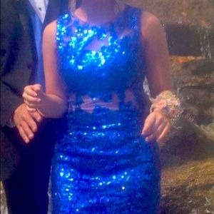 Jovani Prom Dress - Navy blue - sheer tummy & legs